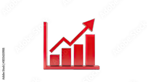 Free Download 3D Red Bar Graph with Upward Arrow on transparent background - GFXLoad