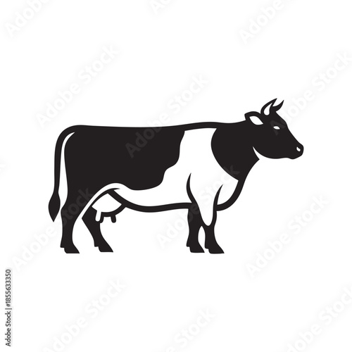 Black and white cow silhouette isolated illustration