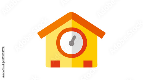 Colorful Yellow Silhouette Wall Clock Logo Without Numbers in Minimalist Flat Design