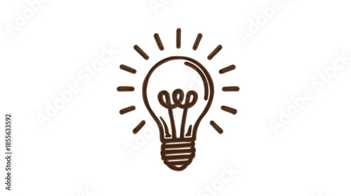 Brown Light Bulb Icon With Lines Isolated on transparent background.