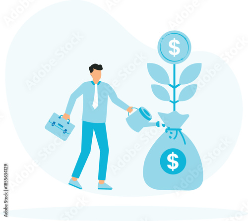 Investment growth and growing money to earn profit from savings, increase wealth from stock market or trading, mutual fund or assets concept
