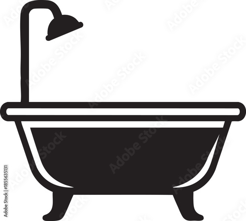 Classic standalone bathtub with shower faucet illustration