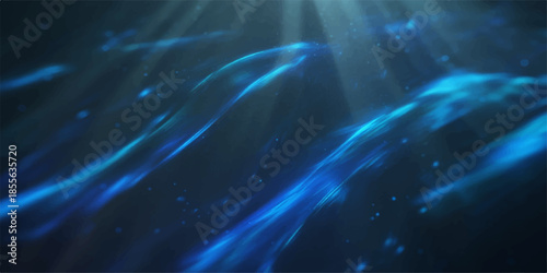 Glowing energy wave pattern with bright blue particles flowing through a dark galaxy space nebula