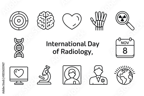 Celebrating International Day of Radiology with medical icons and symbols