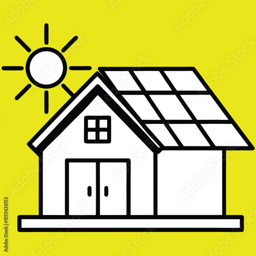 An icon representing a solar-powered house or a home powered by renewable energy.