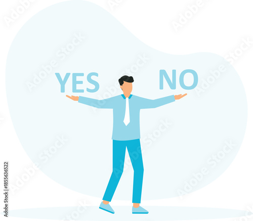 Right or wrong decisions, choose yes or no, rational thinking for certainty, strategy or action plan concept
