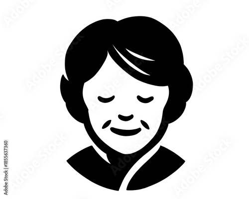 grandma face icon, black and white logo 3
