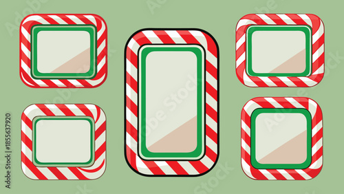 Printable labels featuring festive Christmas candy cane designs for holiday gifting and decoration..eps