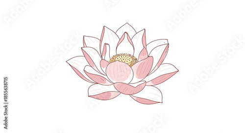 Elegant Pink Lotus Flower Illustration Symbolizing Purity and Serenity, Perfect for Spiritual Designs and Botanical Themes