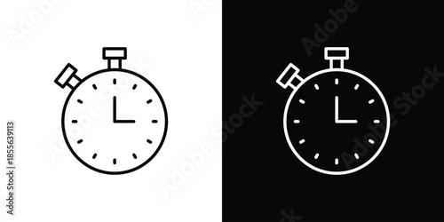 Stopwatch icon. Black illustration isolated for graphic and web design.