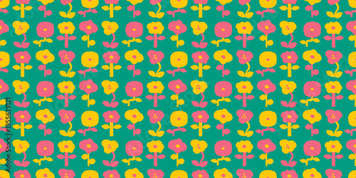 Floral illustration background. Seamless pattern.Vector. 花のイラストパターン