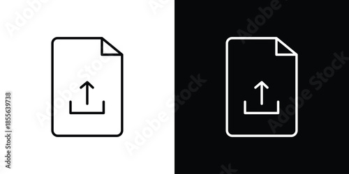 Upload file icon. Black illustration isolated for graphic and web design.