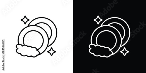 Washing dishes icon. Black illustration isolated for graphic and web design.