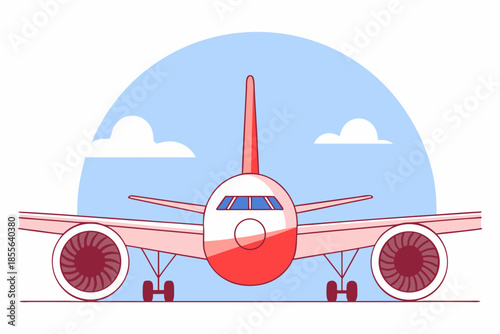 Red and white airplane on runway