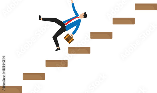 Business risk and mistake or failure, challenge or problem and difficulty, accident causing falling concept
