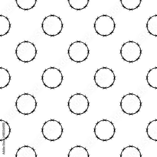 Barb wire circle seamless pattern isolated on white background