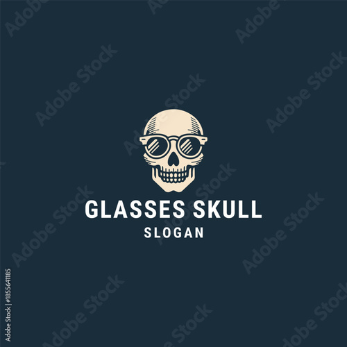 Glasses skull logo vector icon illustration