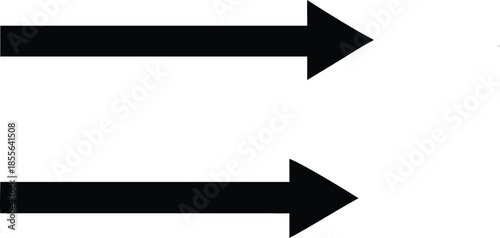 Two arrows pointing in opposite directions. The arrows are black and the background is white. Concept of direction and movement
