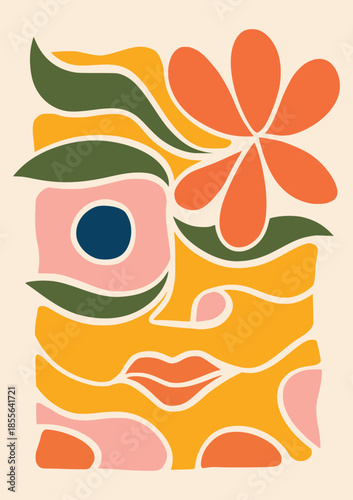 Minimalist Aesthetic Floral Portrait Vector Illustration