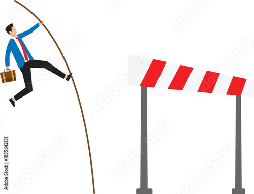 Success to win in business competition, overcome or motivation to solve problem,lead company achievement concept

