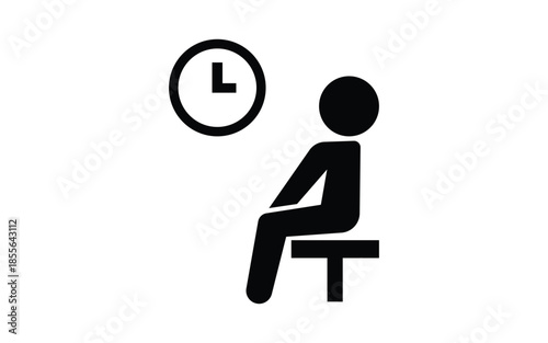 Single person waiting for service with a clock icon above their head