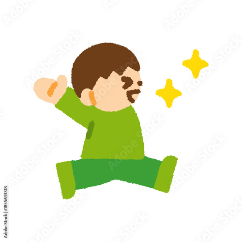 子ども 喜ぶ 走る 男の子 横向き 手描き パステル 人物アイコン