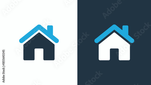 Blue House Icon Design for Home and Real Estate