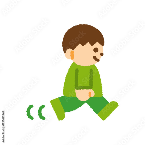 子ども 歩く 男の子 横向き 手描き パステル 人物アイコン