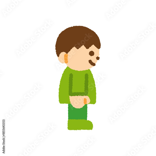 子ども 立つ 男の子 横向き 手描き パステル 人物アイコン