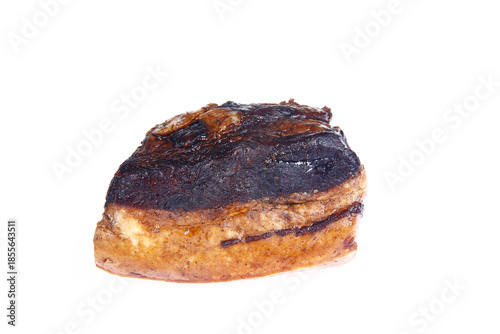 Smoked bacon slices, isolated on white background