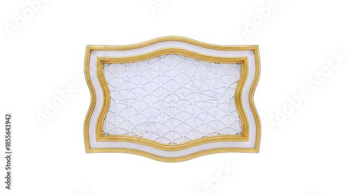 Gold Frame with Geometric Pattern on White Background