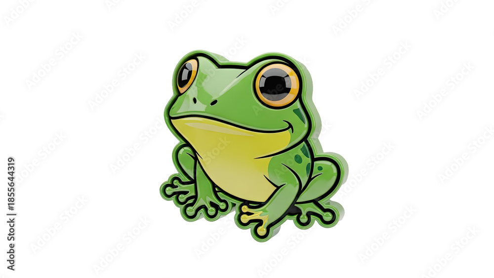 Obraz premium 3D Cartoon Frog Icon on transparent background