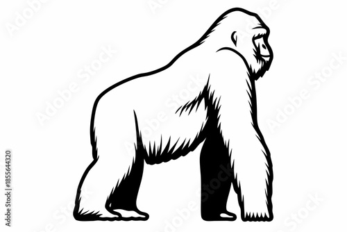 Stylized illustration of a gorilla standing on a white background