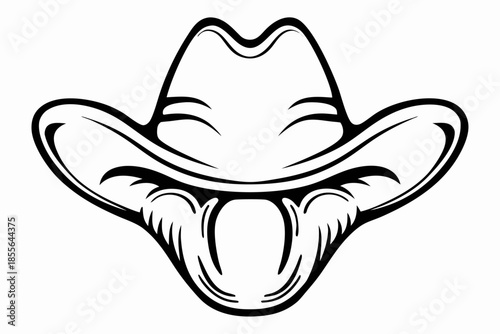 Stylized cowboy hat illustration with a playful wink