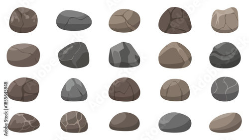 Collection of rocks and stones illustrated 