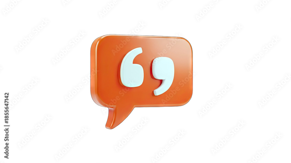 Fototapeta premium 3D Quote Icon Speech Bubble on transparent background