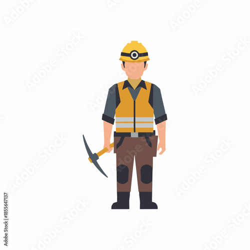 vector illustration of coal miner with white background