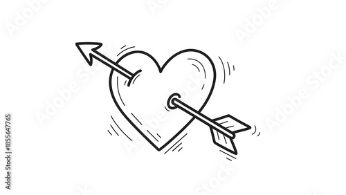 Heart pierced by an arrow symbolizing love, Heart pierced by arrow