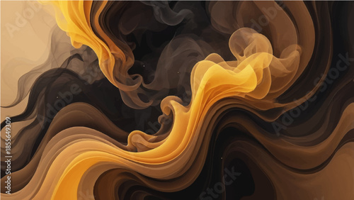Abstract orange wave background featuring a swirl of fire and light smoke patterns over a black motion texture for a dynamic flame design wallpaper