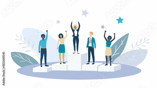 Diverse team celebrating success and achievement together