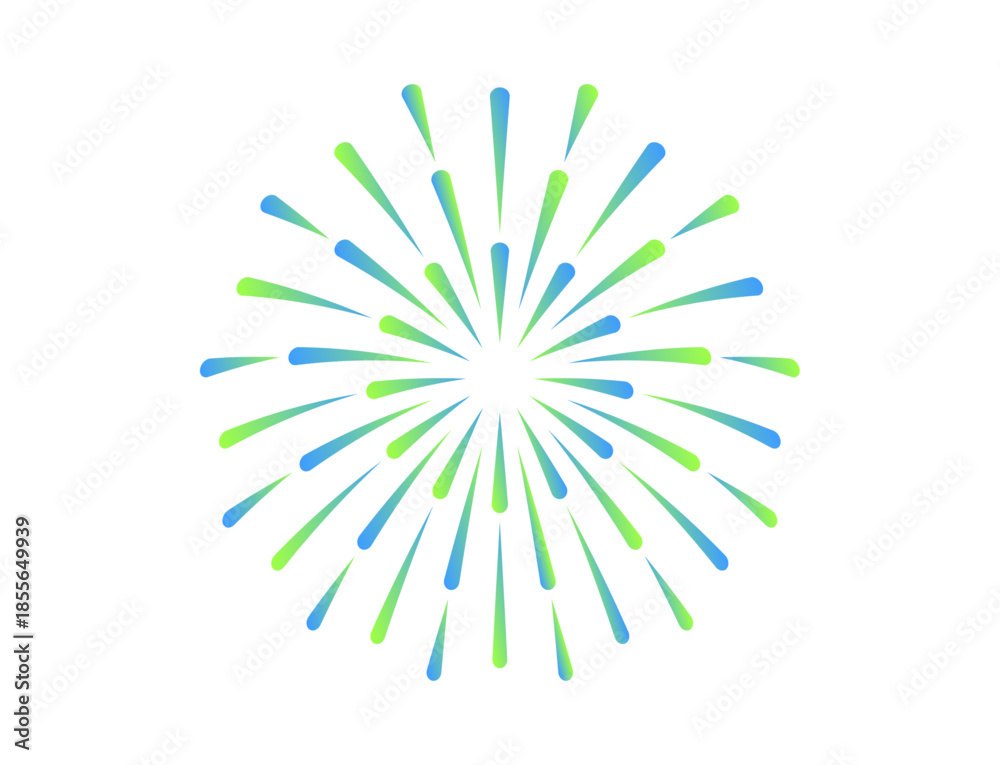 Obraz premium カラフルな打ち上げ花火 緑青