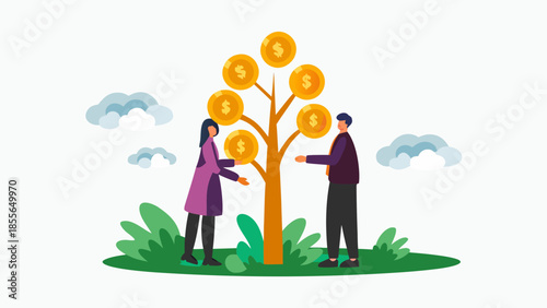 Business professionals nurturing financial growth together