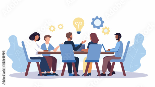 Diverse team brainstorming ideas in modern meeting