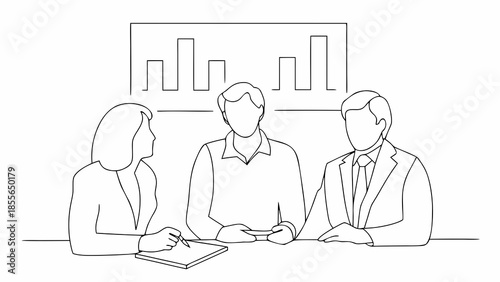 Business professionals discussing data in meeting