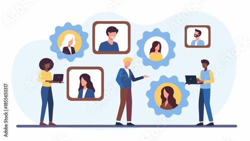 Diverse team collaborating on innovative projects online