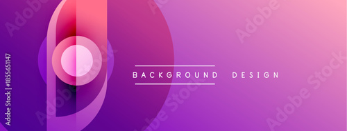 Abstract gradient background. Circular shapes overlap creating dynamic visual effect. Purple, pink hues dominate composition. Modern design element.