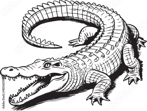 hand draw crocodile