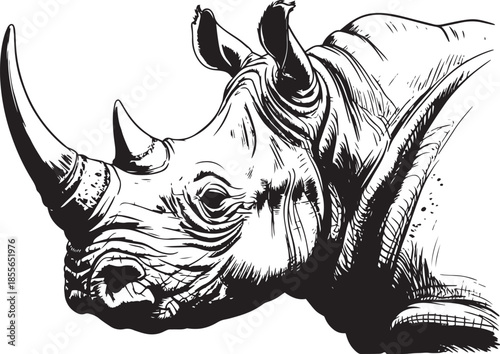 vector illustration of a rhino head