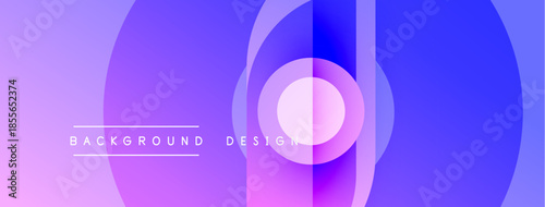Abstract gradient background. Purple, blue hues blend smoothly. Circular shapes create dynamic visual effect. Minimalist design elements present.