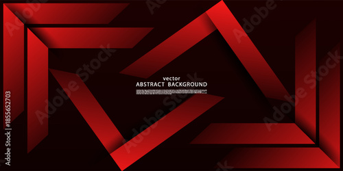Overlapping red abstract banners with arrows in the background. Design with an arrow theme on the background. EPS10 vector.